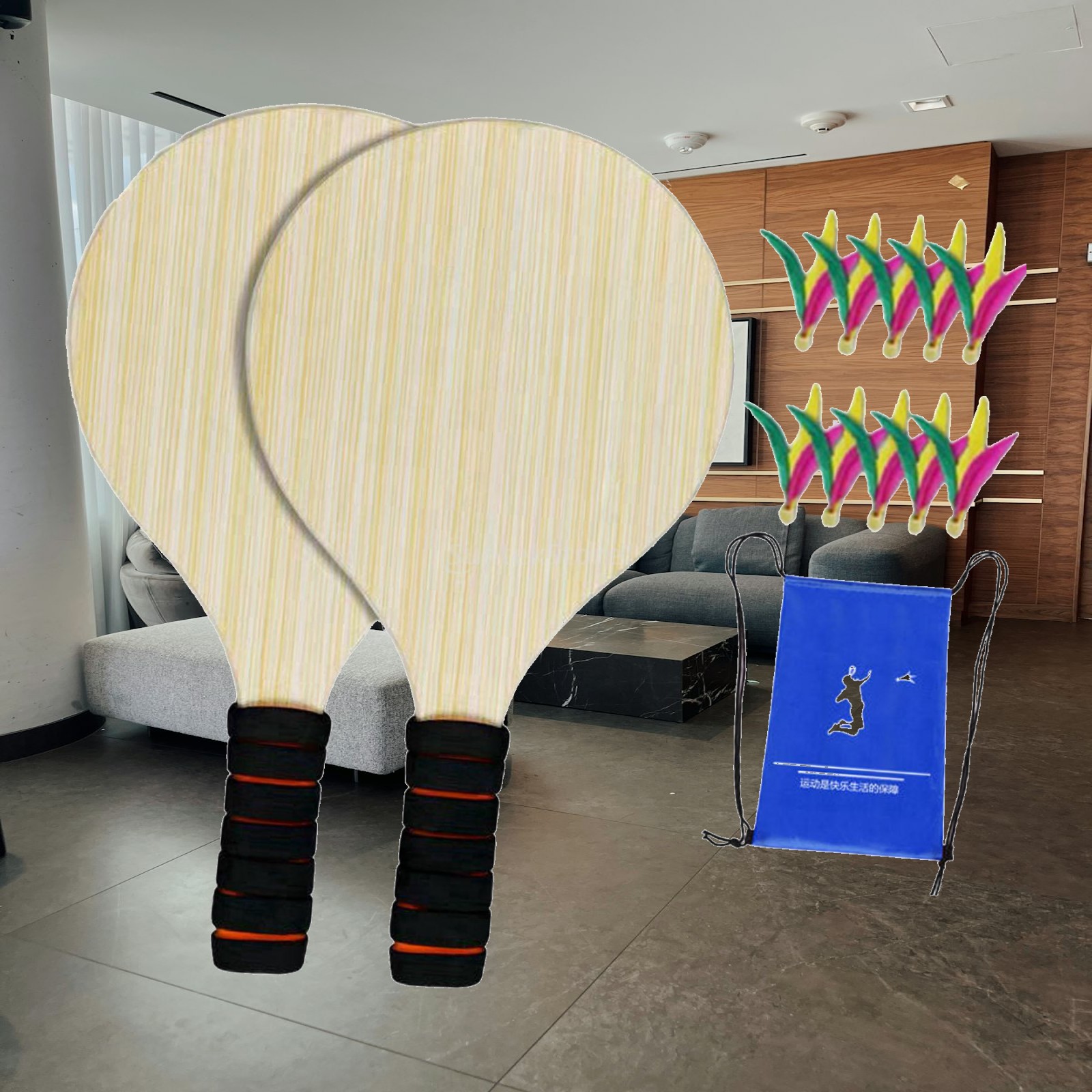 Badminton Set Garden - مجموعة مضارب تنس الريشة الخشبية مكونة