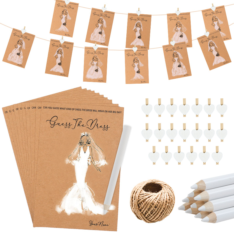 Party Games Bridal Shower - 10/20 مجموعات تخمين فستان الزفاف ألعاب