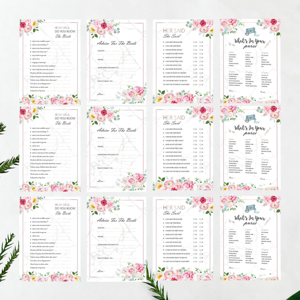 Party Games Bridal Shower - ٤٨ بطاقة ألعاب لحفلات توديع العزوبية