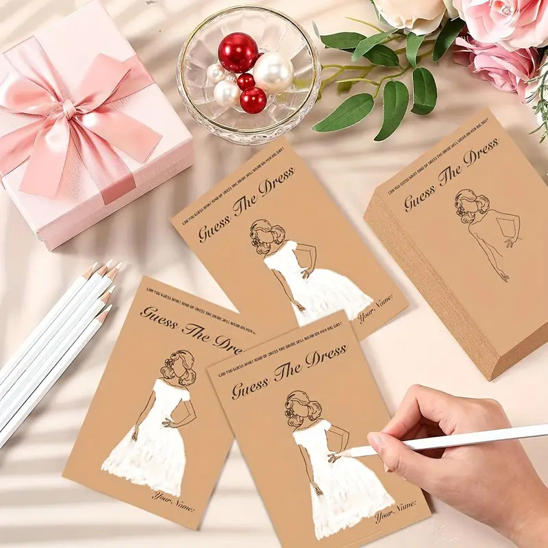 Party Games Bridal Shower - 20 قطعة/المجموعة/مجموعة من بطاقات ألعاب الفستان